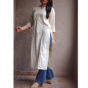 White Simple Straight Kurta D2019