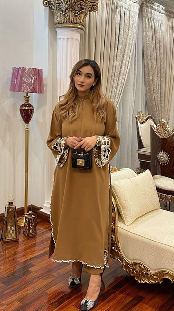 1 Camel Brown Embroidered two pc