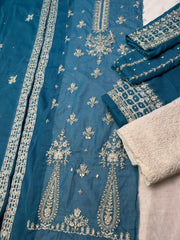 Silver Haze Blue - Hand Made Embroidered 3P