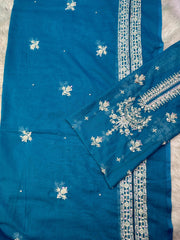 Silver Haze Blue - Hand Made Embroidered 3P