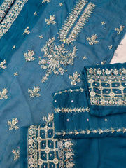 Silver Haze Blue - Hand Made Embroidered 3P