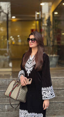 Black Embroidered Velvet Co-ord (pay now)