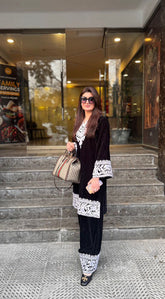 Black Embroidered Velvet Co-ord (pay now)