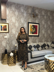 Khaki brown Embroidered