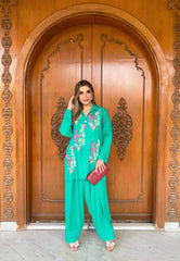 Green Aura Embroidered two pc