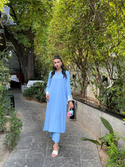 Ice blue Embroidered Sleeves