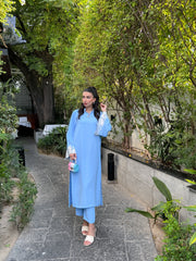 Ice blue Embroidered Sleeves