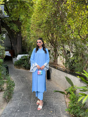 Ice blue Embroidered Sleeves