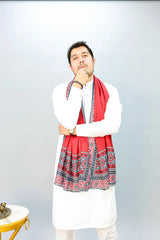 Ajrak Mosaic Stole | Redish | Men TNG by MD