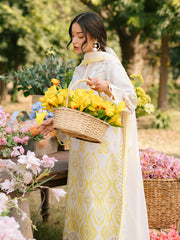 Ivory-03 - Embroidered Lawn 3P