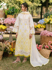 Ivory-03 - Embroidered Lawn 3P