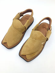 Luxury Beige Peshawari Suede Chappal