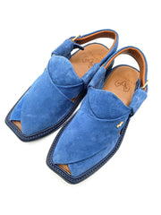 Luxury Blue Peshawari Suede Chappal