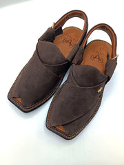 Luxury Dark Brown Peshawari Suede Chappal