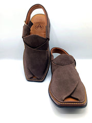 Luxury Dark Brown Peshawari Suede Chappal