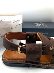 Luxury Dark Brown Peshawari Suede Chappal