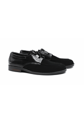 Luxury Suede Derby Black Handmade Shoes