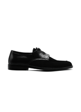 Luxury Suede Derby Black Handmade Shoes