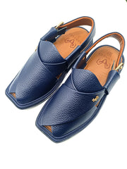 Luxury Traditional Dark Blue Granular Peshawari Chappal