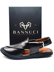 Luxury Round Shape Black Peshawari Chappal