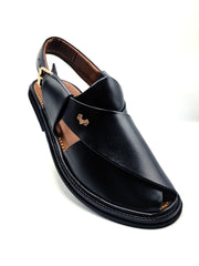 Luxury Round Shape Black Peshawari Chappal