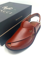 Luxury Round Shape Red Maroon Peshawari Chappal