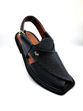 Luxury Traditional Black Granular Peshawari Chappal