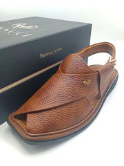 Luxury Traditional Double Shade Brown Granular Peshawari Chappal