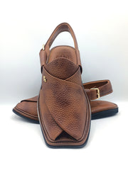 Luxury Traditional Double Shade Brown Granular Peshawari Chappal