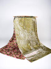 Orchid Floral Stole | Olive | Double Sided