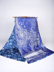 Orchid Floral Stole | Blue | Double Sided