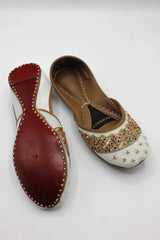 Premium Quality Off White Pearl Embellished Khussas