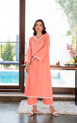 2PC STITCHED - PEACH SOLID SP8