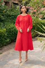 Rosso Corsa Solid Dress - Red