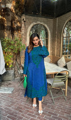 Green Embroidered Raw Silk