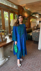 Green Embroidered Raw Silk