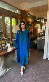 Green Embroidered Raw Silk