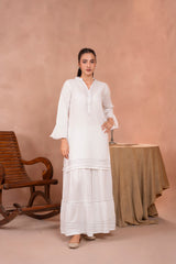 White Solid Kurta Set D2029