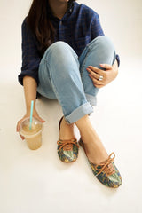 “Close-up of Tropicana Lace Up Khussa shoes highlighting premium leather and elegant design”
