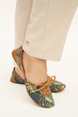“Top view of Tropicana Lace Up Khussa shoes for women, lightweight, traditional ethnic footwear Pakistan”