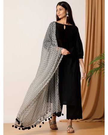 black dress with dupatta D2028
