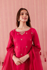 Raw Silk Embroidered Dress - SP02