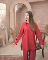 Reddish Maroon Two Piece Dress