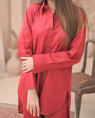 Reddish Maroon Two Piece Dress