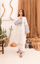 2PC Summer Embroidered Dress- 1046