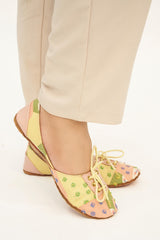 “Close-up of Whimsical Charm Lace Up Khussa shoes highlighting embroidery and leather texture”