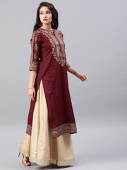 Maroon printed kurta OnlyD2039
