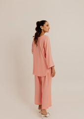 Peach Embroidered Set