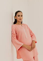 Peach Embroidered Set