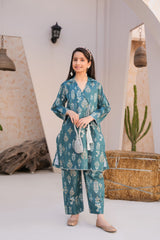 Teal Elegance Lawn Suit - Ready to Wear 2 PC